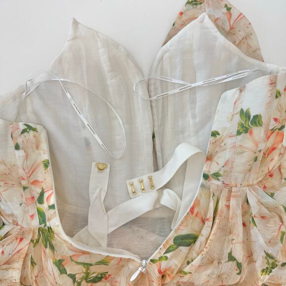 ZIMMERMANN Natura Draped Strapless Dress High-Low Azalea Floral 0 (US4) - Picture 13 of 16